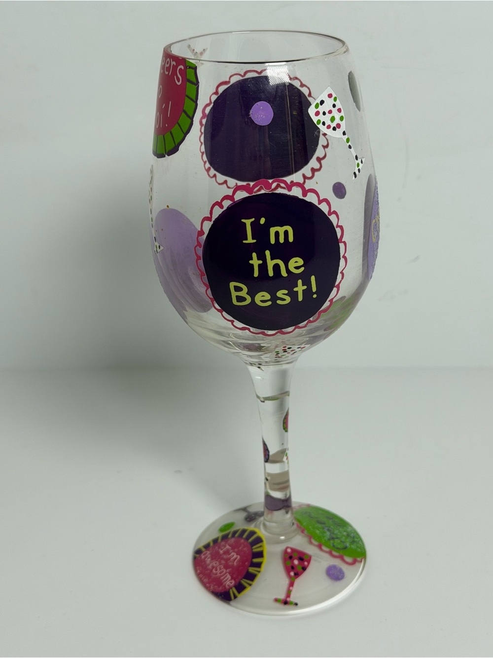 Designs by Lolita "Cheers To Me" Hand-Painted Wine Glass, 15 oz